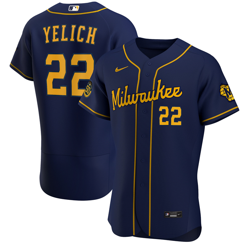 2020 MLB Men Milwaukee Brewers Christian Yelich Nike Navy Alternate 2020 Authentic Player Jersey 2->milwaukee brewers->MLB Jersey